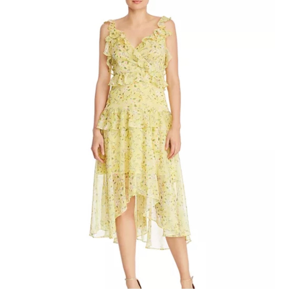 Aqua Bloomingdales Ruffled Floral Midi Dress
